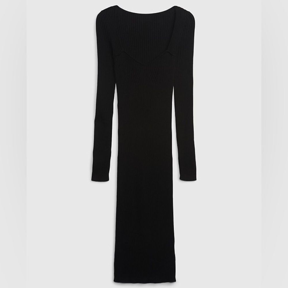 GAP Black Long Sleeve Ribbed Maxi Dress